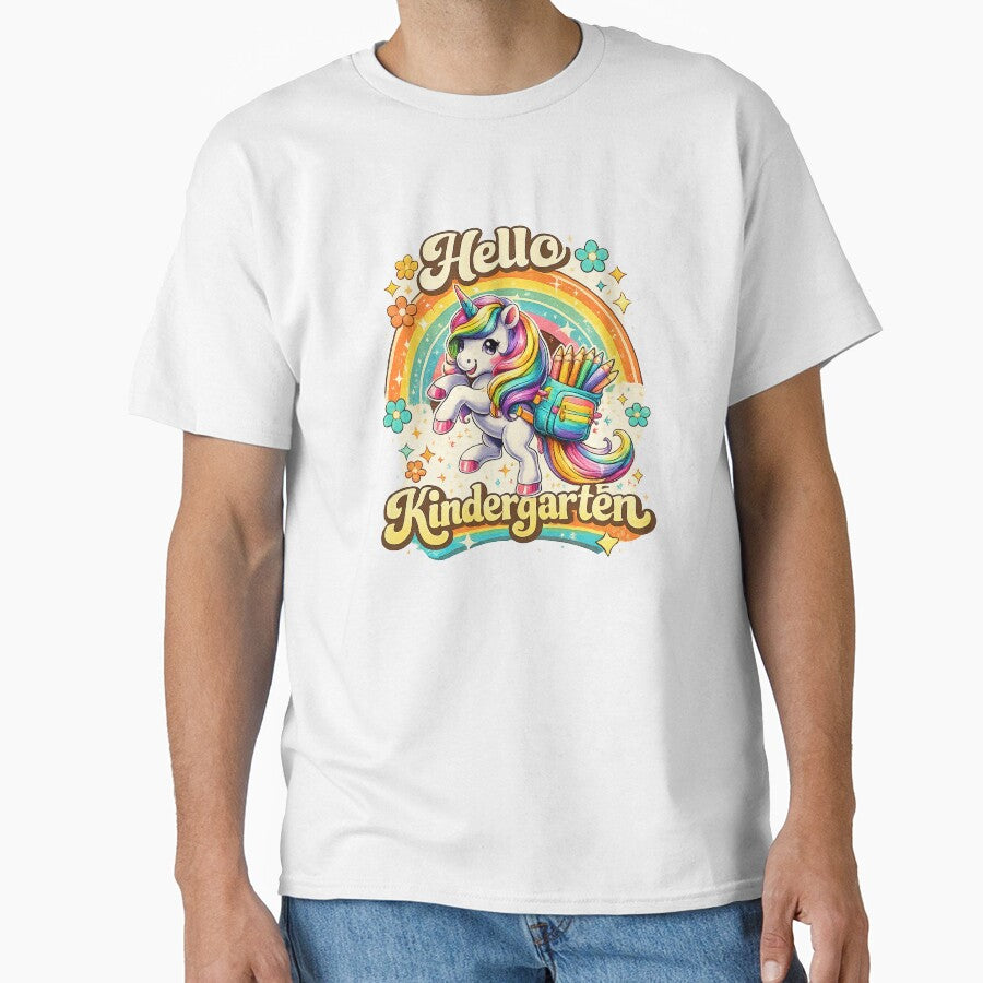 Hello kindergarten Back to School Unicorn Teacher Kids Girls by QuiteOrbit