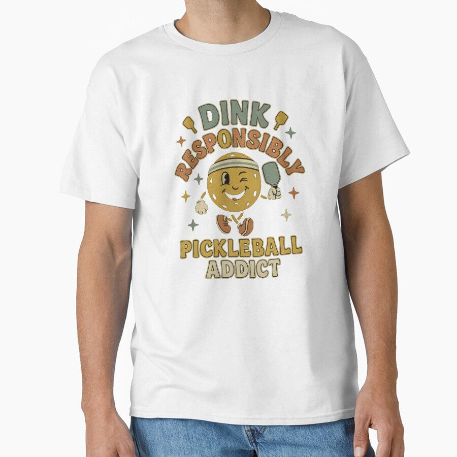 Dink Responsibly – Retro Pickleball Addict Vintage T-Shirt by shmupod