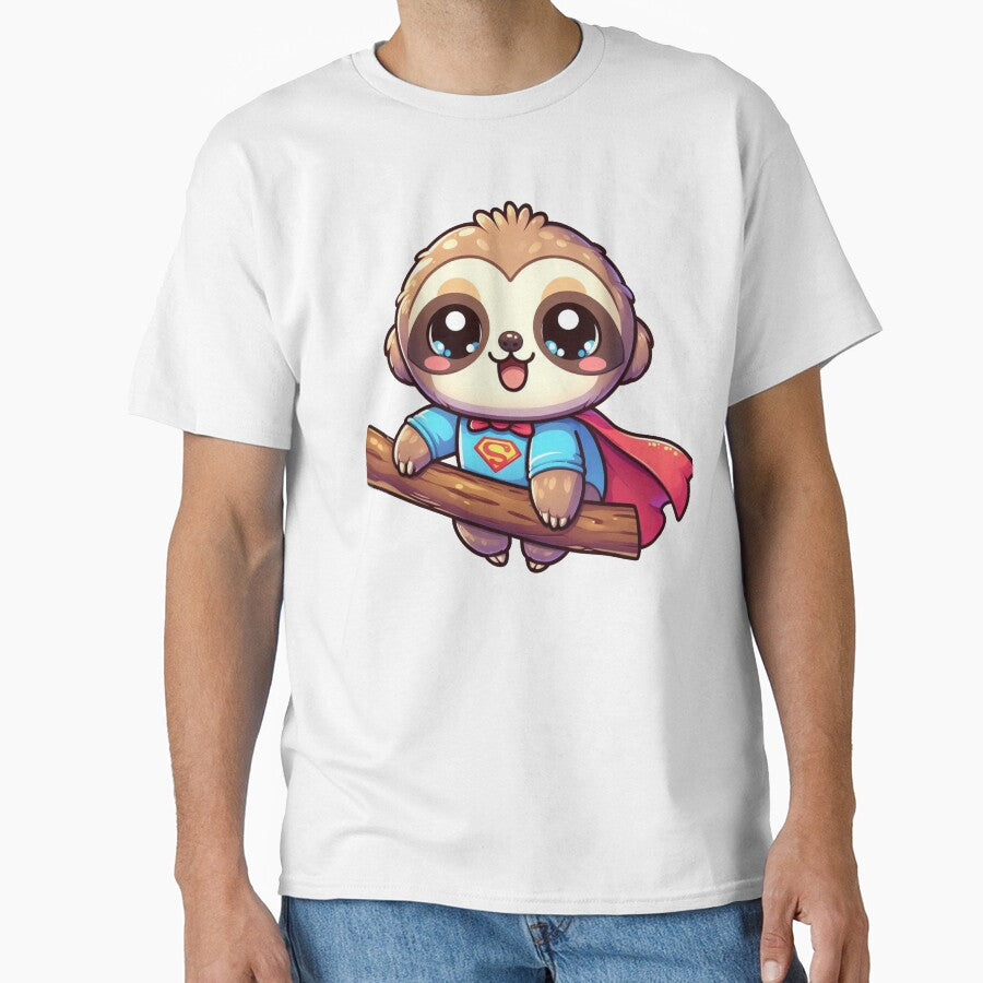 Cute Sloth in Super Suit – Kawaii Cartoon Animal Illustration by TwinklePallete