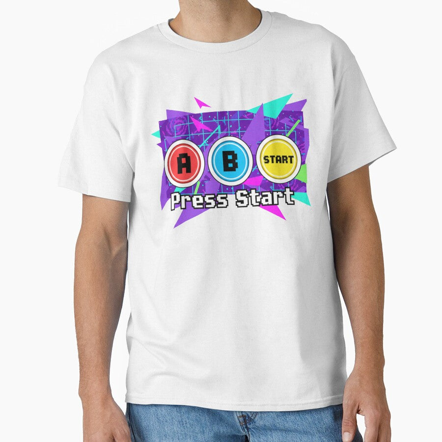 90s Arcade inspired “Press Start Again” Retro Tee by NeoRetroApparel