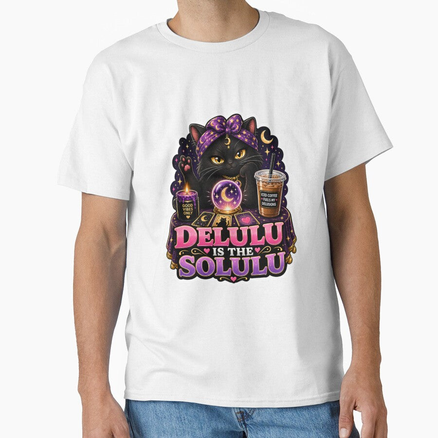 Delulu Is The Solulu Black Cat Sticker by Azerof