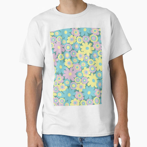 80s pastel retro flowers, pastel pink, pastel green, pastel yellow, lilac, 60s retro pattern, groovy florals by blomastudios