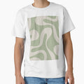 Soft Curves Retro Modern Abstract Pattern in Sage Green and Almond Beige by kierkegaard
