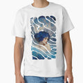 Mystical Ocean Goddess with Blue Hair in Surreal Dreamlike Wave Art by Sandy Richter