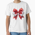 coquette aesthetic red and white satin bow by DuskTillDown