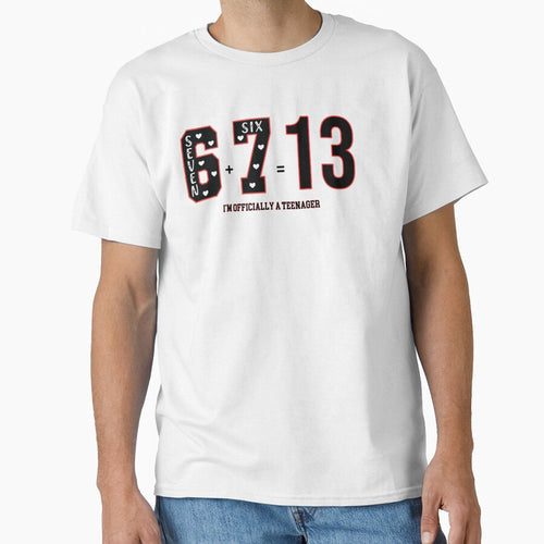 6 Plus 7 Equals 13 I'm Officially A Teenager 13th Birthday Girl Shirt Funny Math Birthday Tee by Raygunes