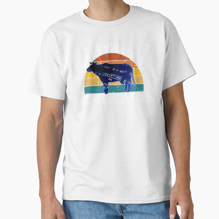 Blue Cow with Vintage sunset "Cow-Culator" jokes Funny colorful cow puns Calculator by FarmsteadAcers