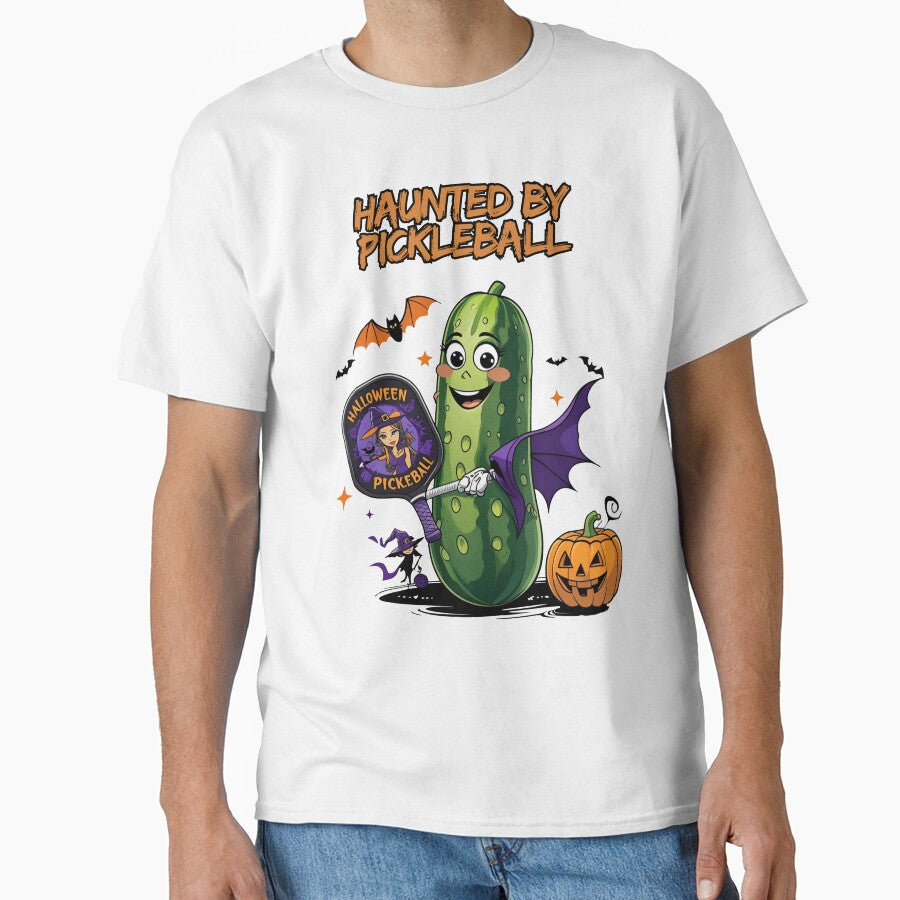 Haunted by Pickleball | Funny Halloween Pickle T-Shirt for Players by ColorfulPrint