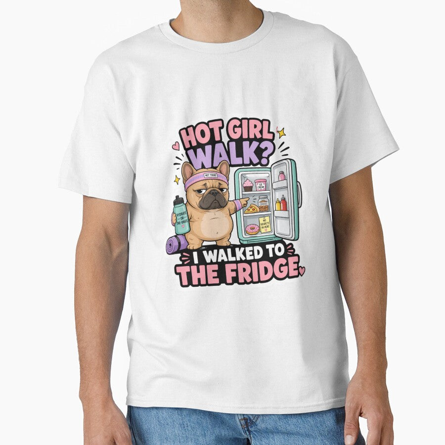Hot Girl Walk I Walked To The Fridge French Bulldog Sticker by Azerof