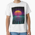 Retro 80s Synthwave Grid Sunset Aesthetic by NicolasGlowArt