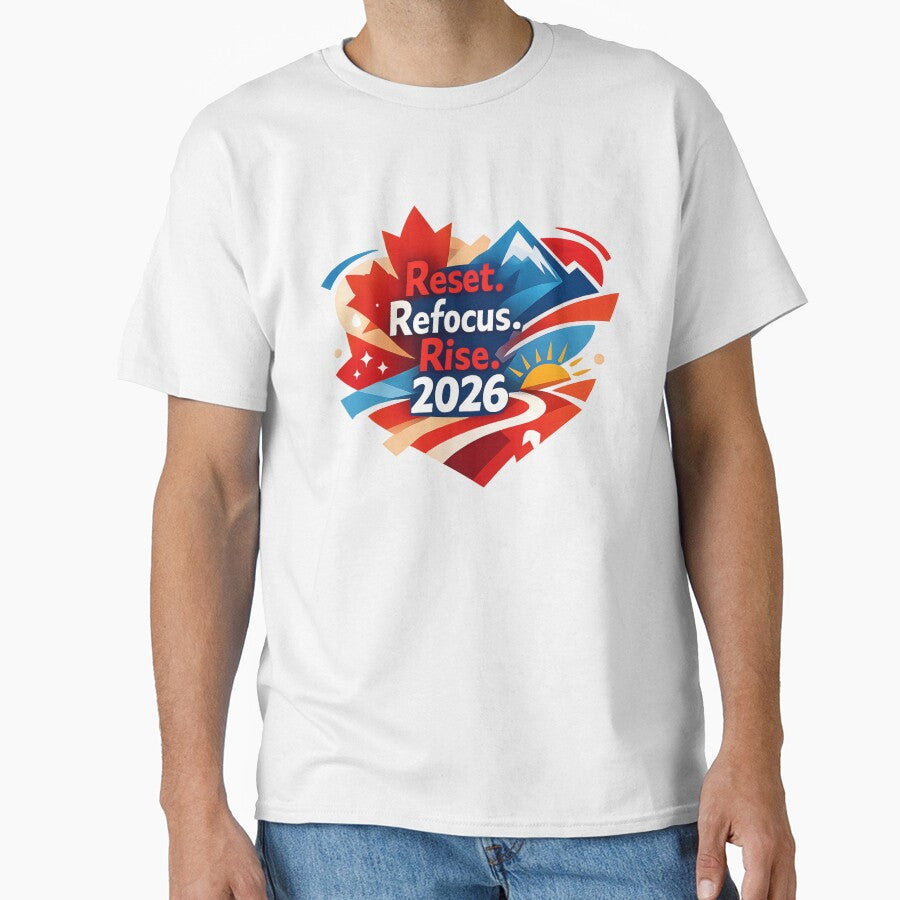 Reset Refocus Rise 2026 – New Year's Motivation T-shirt Canada | Goal for Success by mocci10