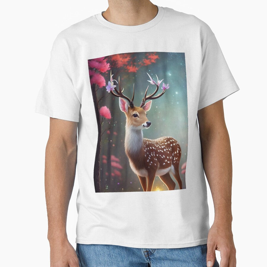 Deer with flowers on its antlers flowers around him deer surrounded by flowers by Whimsy Bu