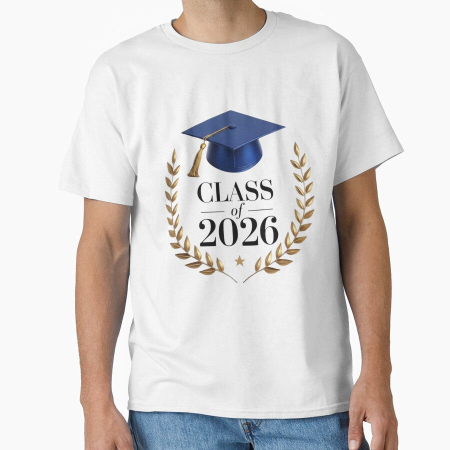 Class of 2026 - Elegant Blue & Gold Graduation Laurel Wreath by Sashka-