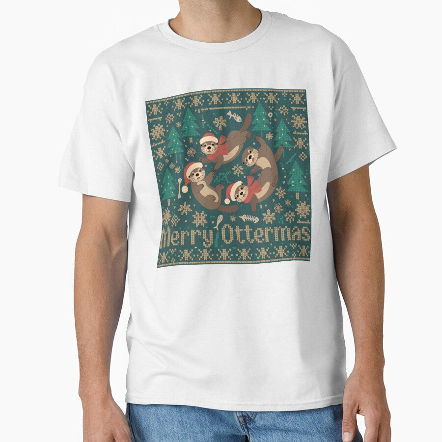 Merry Ottermas, Christmas T-Shirt by NicolasGlowArt