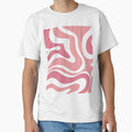 Modern Retro Liquid Swirl Abstract Pattern Square in Thulian Pink and Cream by kierkegaard