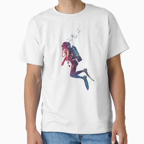 A little diver girl with scuba gear, swimming, full body, flat watercolor style, pastel tones, clean and minimalist design, pure white background by wonderisland