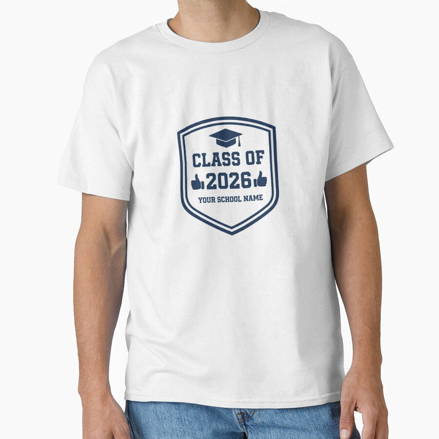 Class of 2026 Graduation Badge – Senior 2026 Cap & Shield Design – Custom School Name Grad Gift by YK SHOP