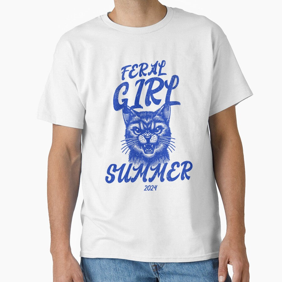 Feral Summer Girl Cat Blue by KloverDesigns