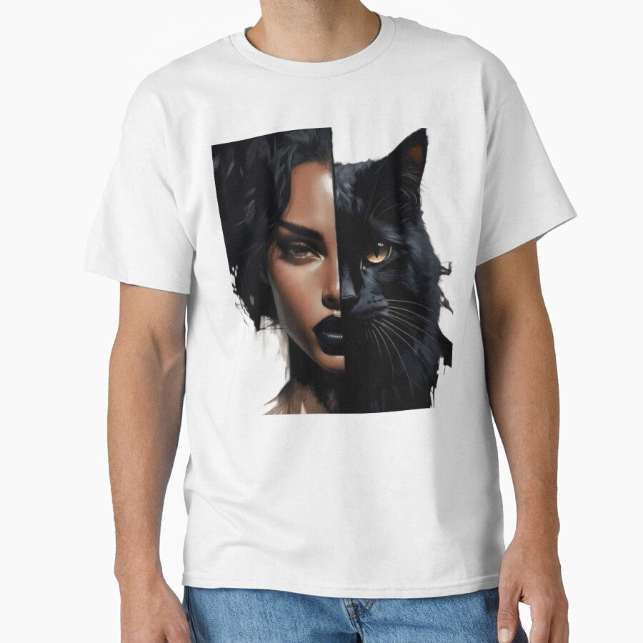 Shadow Self – Intuitive Woman and Black Cat Duality Art by NUVYStudio