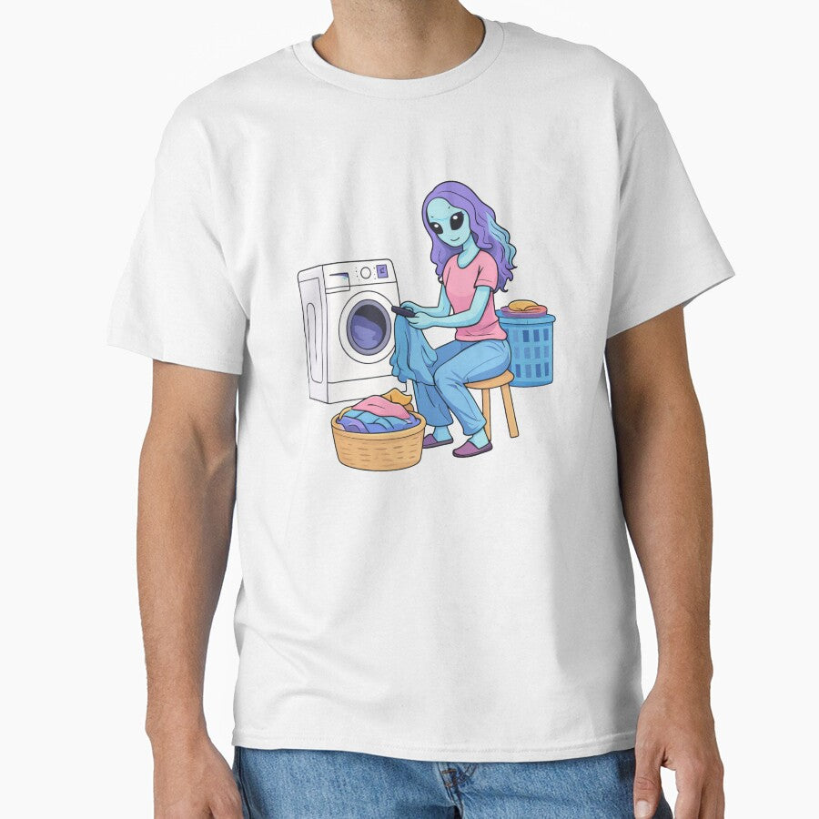 Alien Woman Doing Laundry by Everyday Aliens