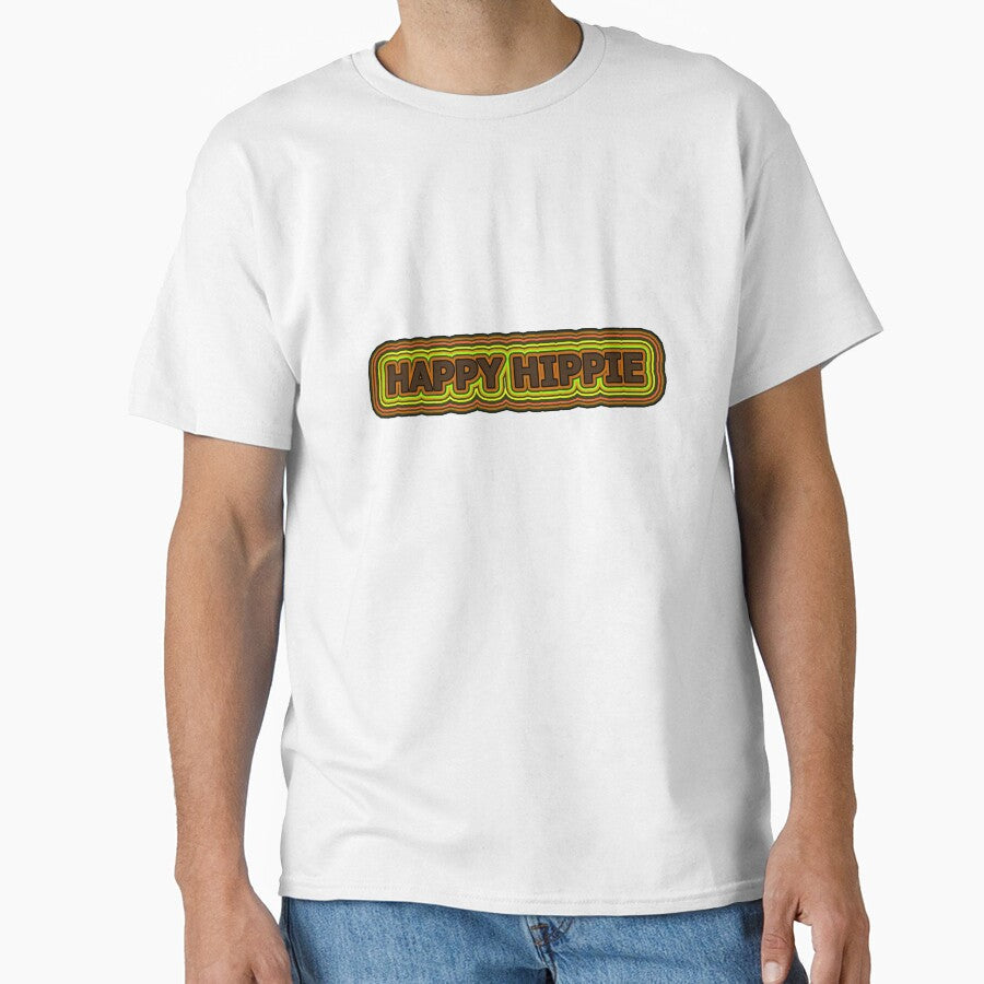Happy Hippie Words Earthy Tones Hippie Vibes Retro Lines 1 of 4 by Beachy