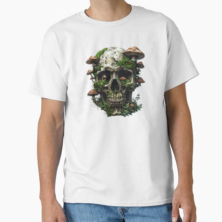 Dark Cottagecore Skull Mushrooms Goblincore Nature Mossy Forest Design by AOG-DESIGNS