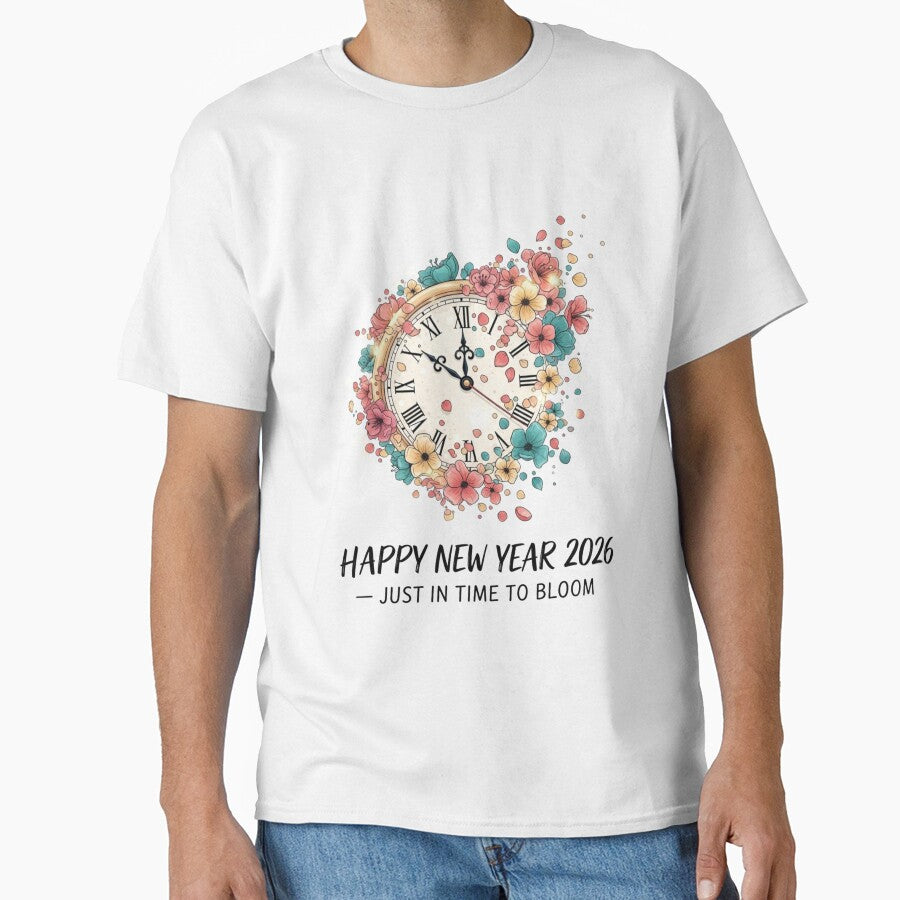 Happy New Year 2026 Floral Clock Bloom Design by lojadpop