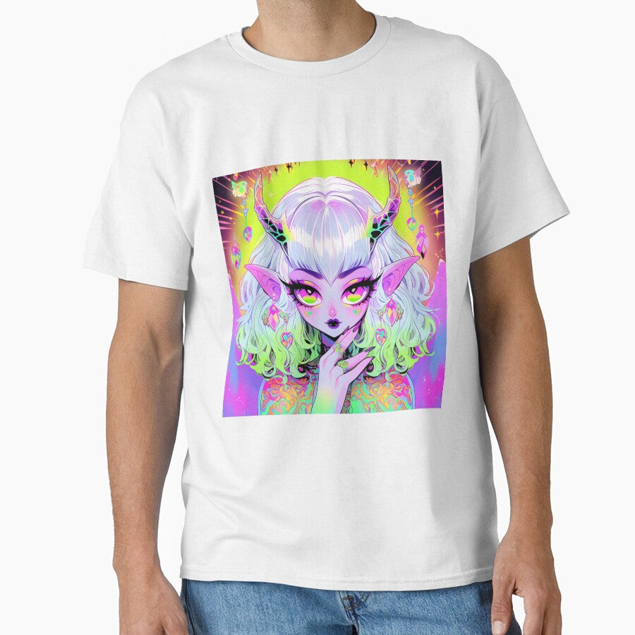 Bright Neon Alien Anime Girl by bubblegoth
