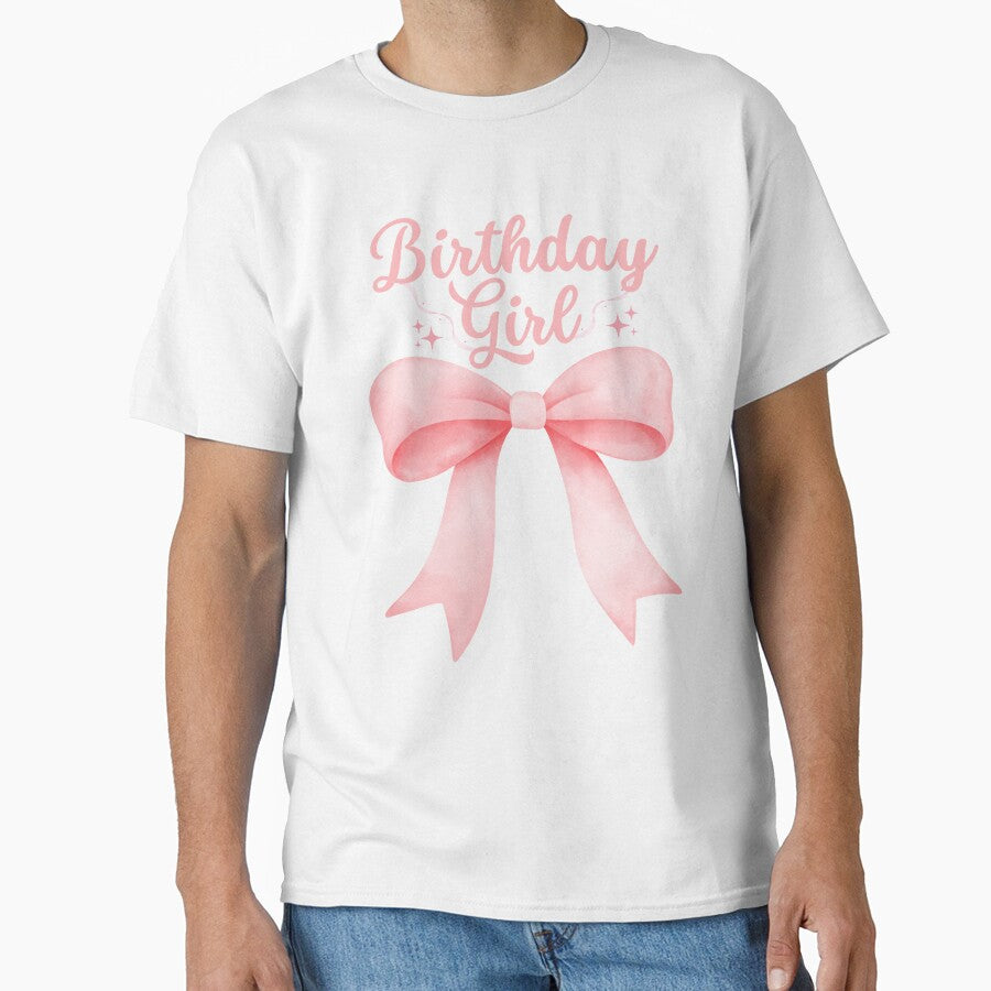 Birthday Girl Pink Coquette Bow Funny Birthday Party Matching by thebest-2studio