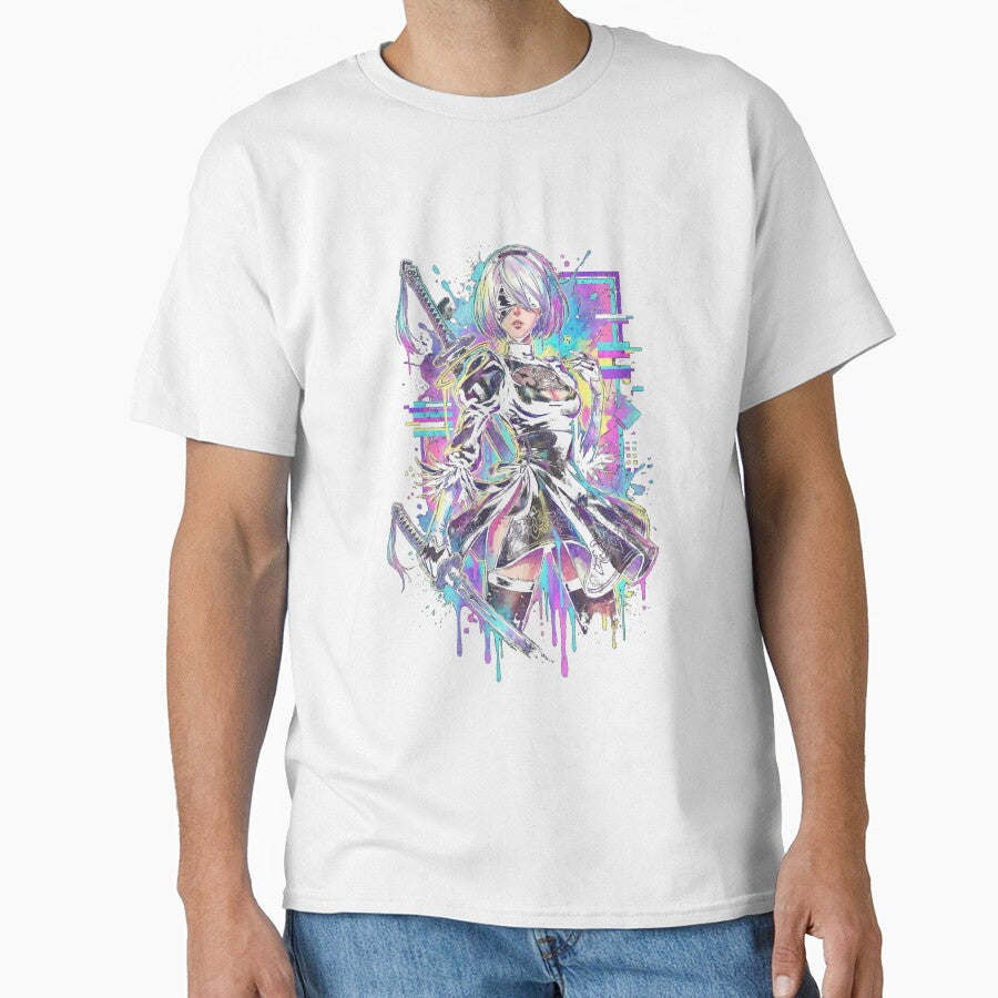 NieR Automata 2B Vaporwave CRT Glitch Effect Art by Senpaiwaves