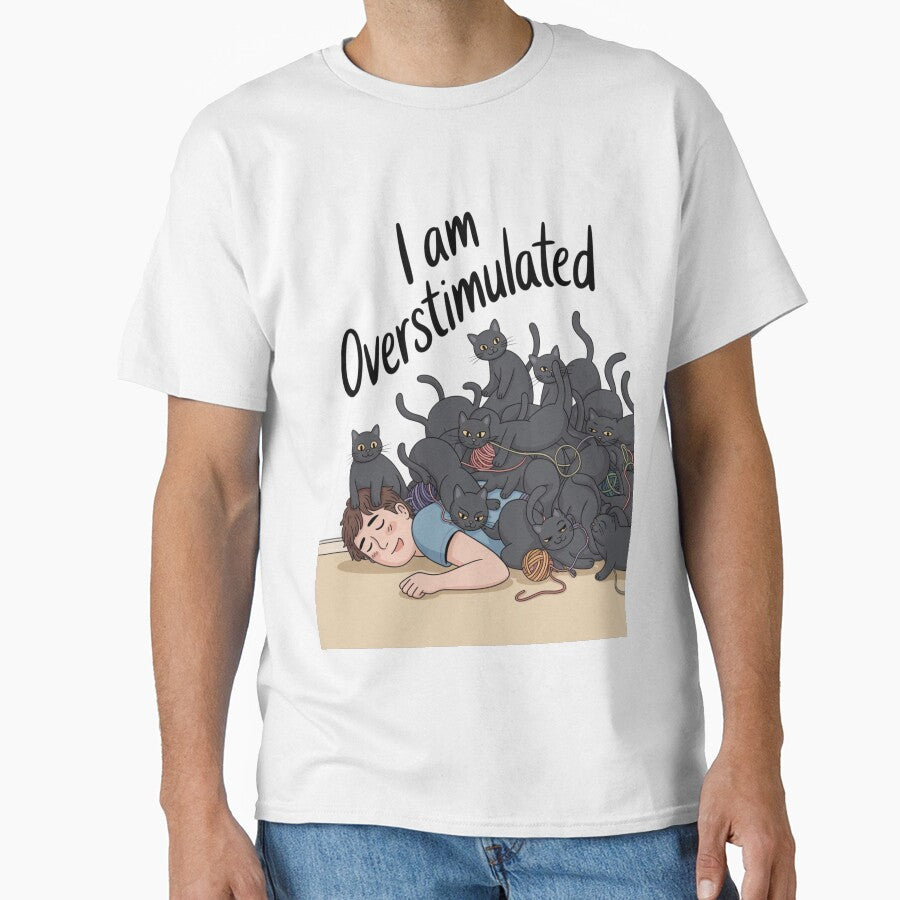 I Am Overstimulated – Funny Black Cat Chaos Illustration by jubileejungle