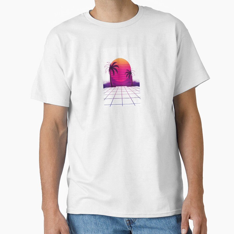 Retro 80s Sunset with Palm Trees by K01in