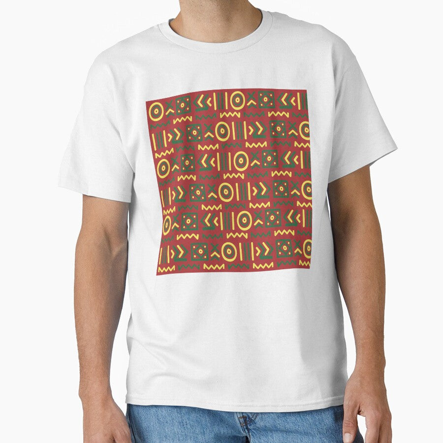 Authentic Bogolan pattern yellow red green by Wolagno