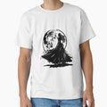 Moonlit Silhouette Woman – Gothic Black and White Fantasy Art by inkoutninja