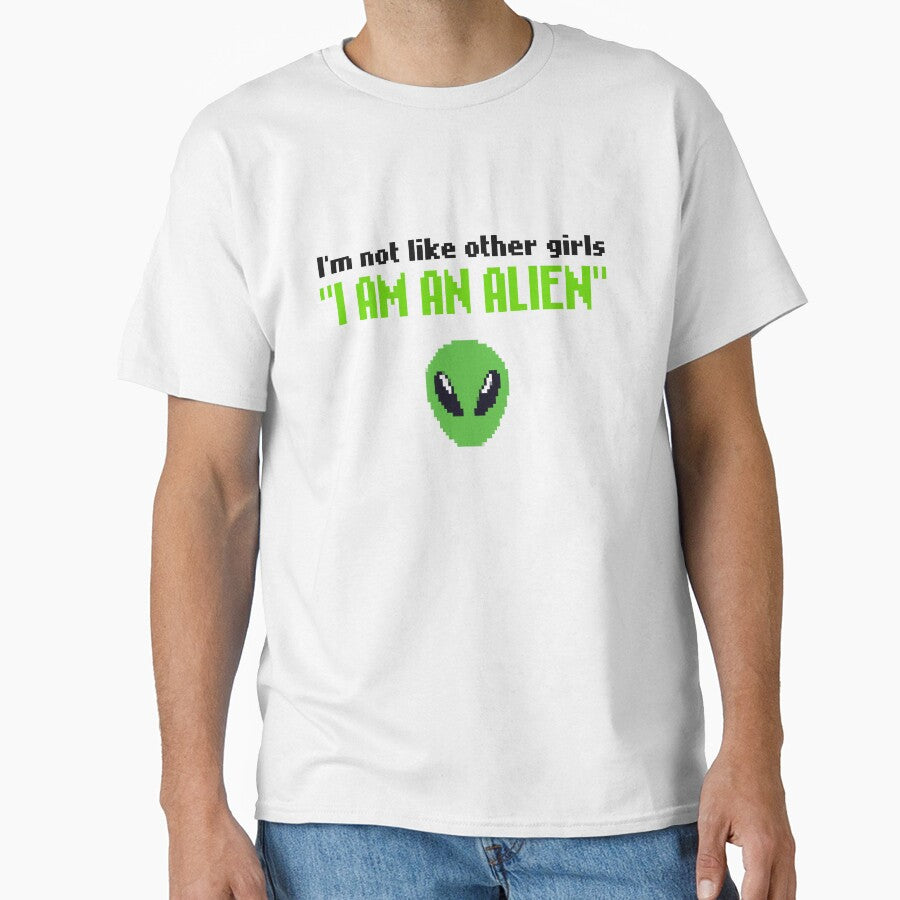 I'm not like other girls, i am an alien, Pixel Art funny meme, im not like other girls, 80s Retro aesthetic / green and black text by SoloAutenica