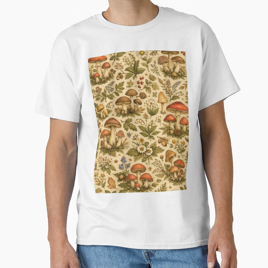 Vintage Mushroom Cottagecore Pattern – Whimsical Botanical Forest Design by Joyfulfabric