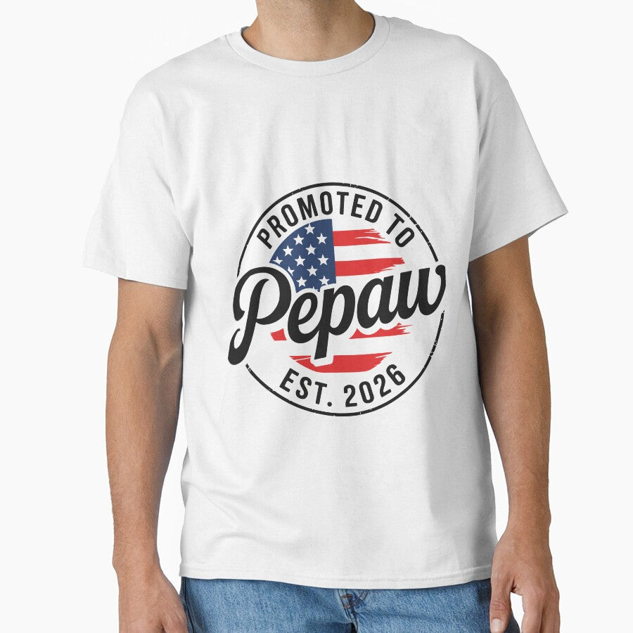 Promoted to Pepaw 2026 Grandpa to Be Gift Funny Soon to Be Grandpa USA Flag by kiralynstration
