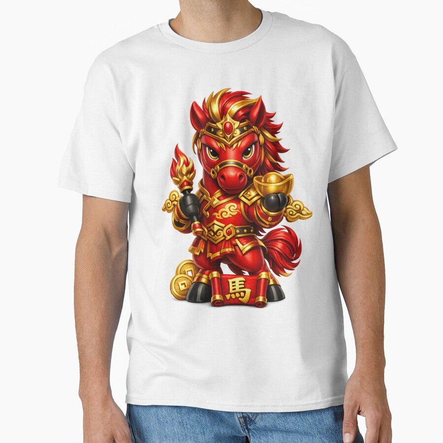 Chinese New Year of the Horse | Lucky Red & Gold Zodiac Art by Moons Studio