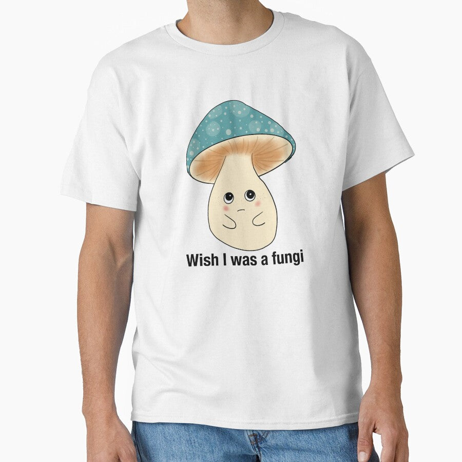 Wish I Was a Fungi – Cute Sad Mushroom Art | Funny Cottagecore Pun Design by graceirisart
