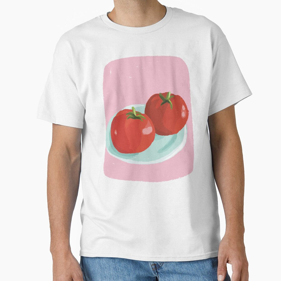 Two Tomatoes on Plate Drawing by ShannonSArtwork
