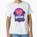Neon Sunset Outrun: Retro 80s Synthwave DeLorean Sports Car by said-store11