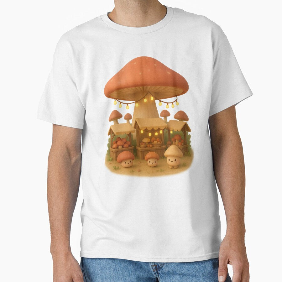Cute Umbrella Mushroom Market | Kawaii Cottagecore Fantasy Art by Moons Studio