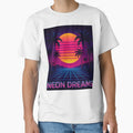 Neon Dreams – Vaporwave Sunset Grid T-Shirt by Laugh & Rewind
