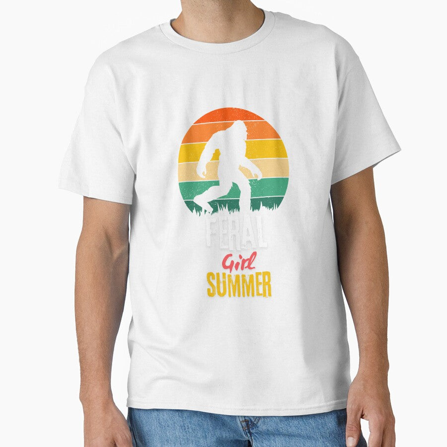 Feral Girl Summer Retro Vintage T-Shirt by BlueGoldArt
