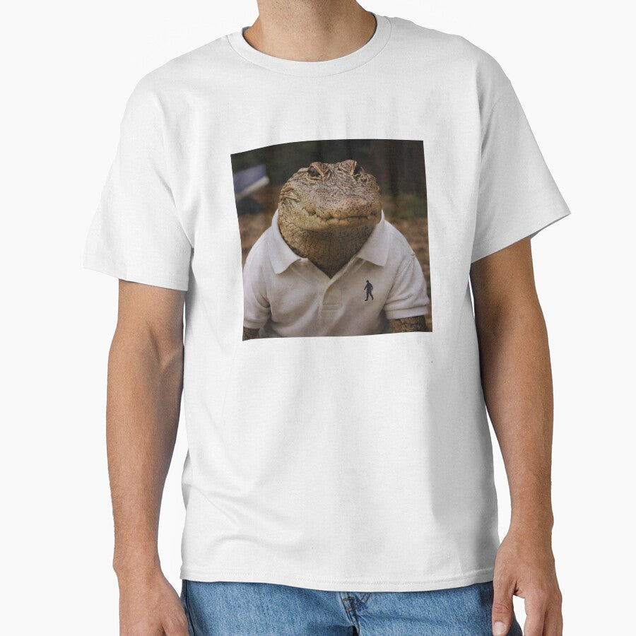 Vintage Alligator in a Polo Shirt – Deadpan Analog Animal Photography by Otaku Style