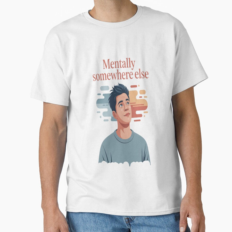 Mentally Somewhere Else – Minimalist Vector Art T-Shirt by FrameRoom
