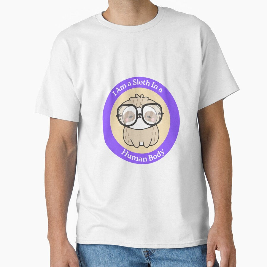 I Am a Sloth in a Human Body - Cute Sloth in Glasses Circle Sticker by Love3Happy