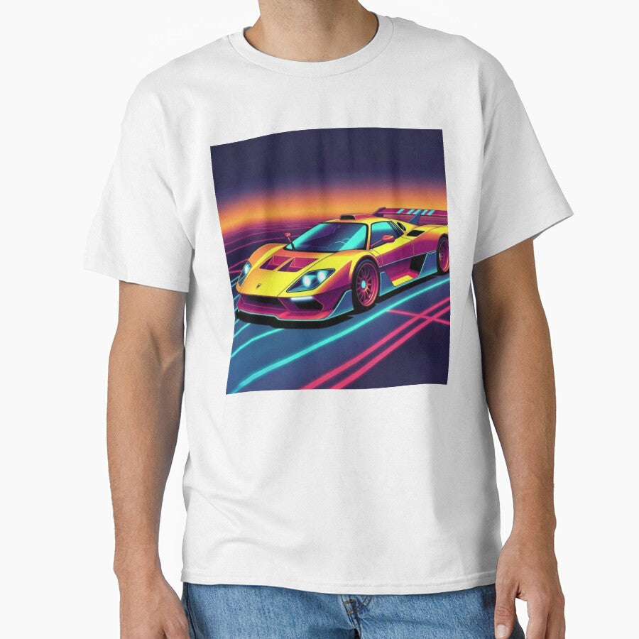 Retro Synthwave Supercar Sunset | Neon Vaporwave Sports Car | Outrun Aesthetic | Futuristic Car Wall Art by Nexus Space