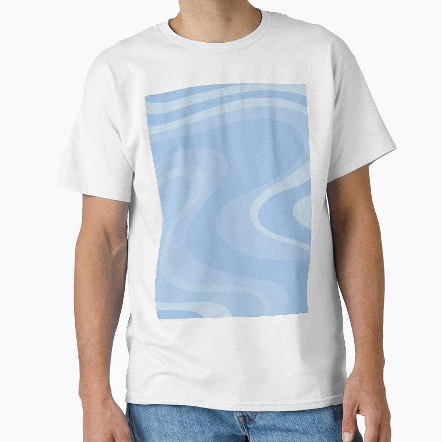 Powder Blue Retro Swirls Abstract Pattern by kierkegaard