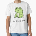 Too Tired to Care Frog T-Shirt Design – Burnout Mood Cute Frog Illustration Stickers by Przemsi40